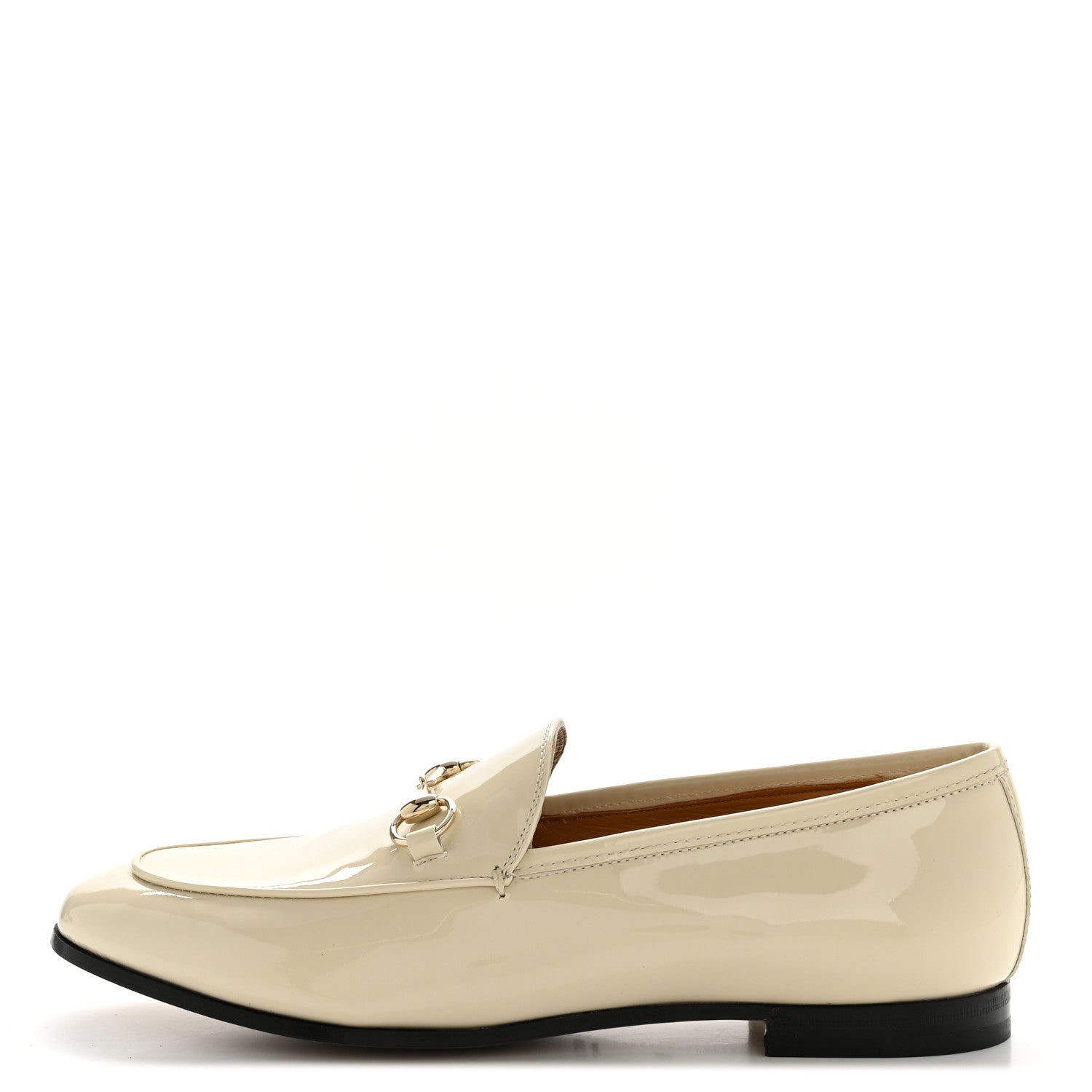 Gucci Vitello Vernice Soft Womens Jordaan Loafers 38 New Ivoire 1 of 10