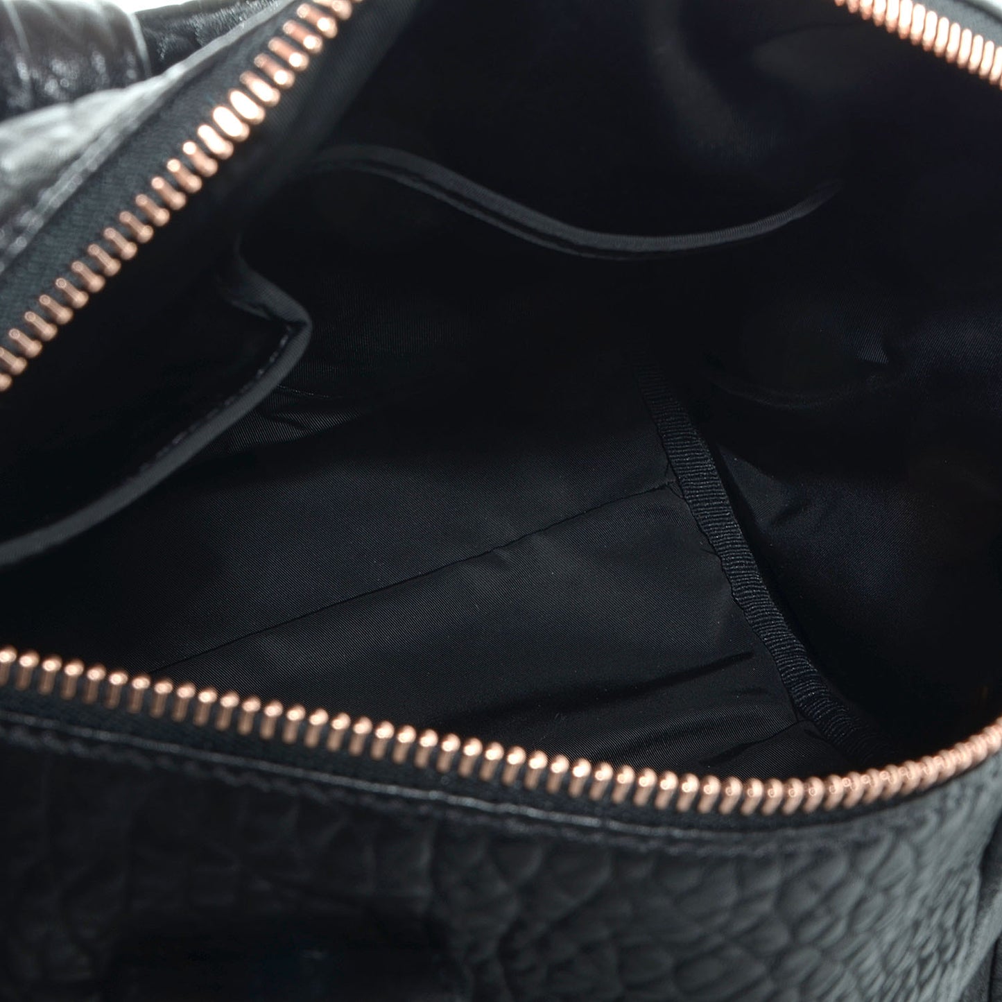 Pebbled Lambskin Rocco Black with Rose Gold Hardware