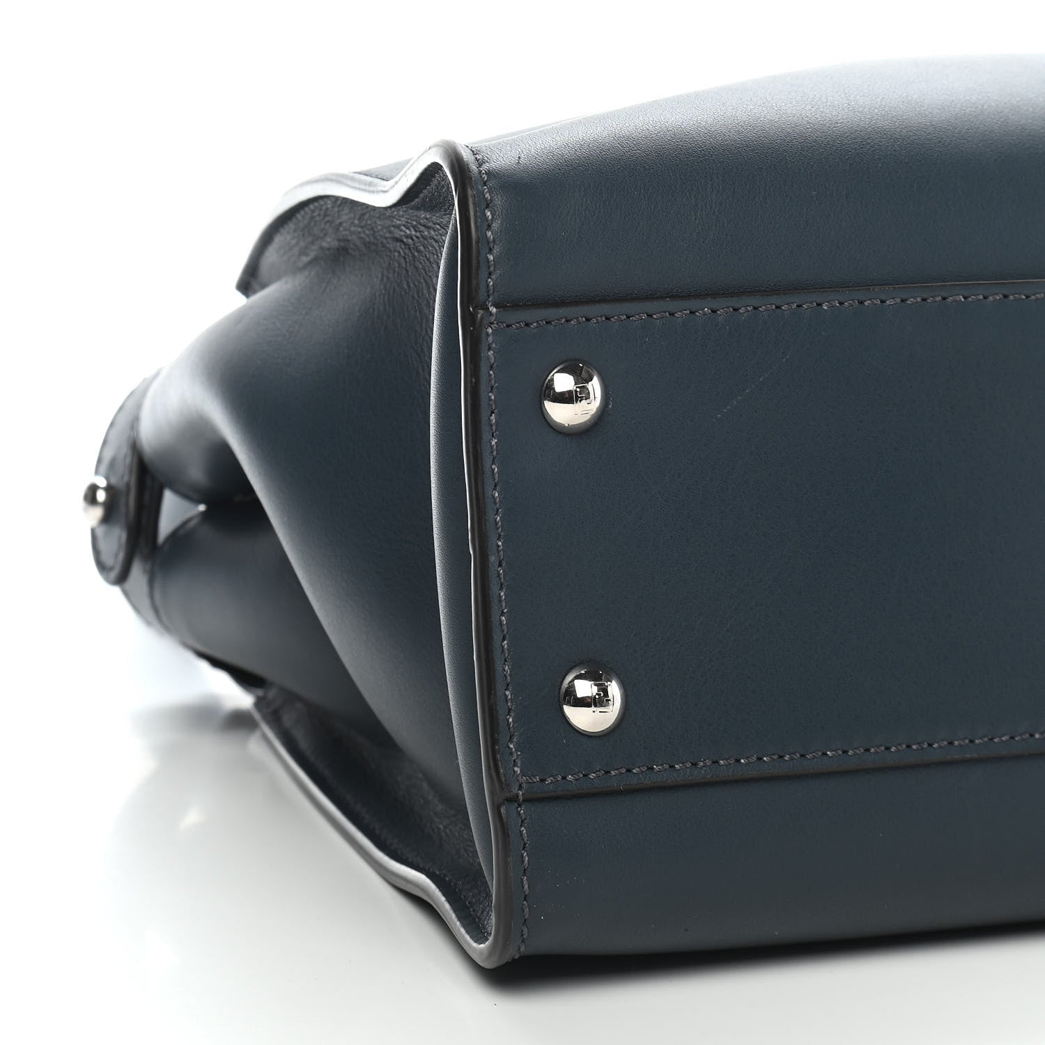 Fendi Vitello Seta Shiny Nappa Elaphe Medium Peekaboo Iconic Satchel Notturno Natural 7 of 8