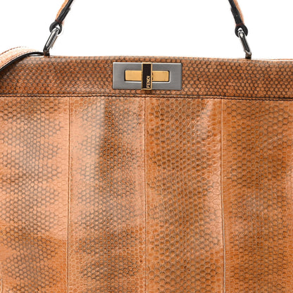 Fendi Watersnake Large Peekaboo Iconic Satchel Brown 8 of 12