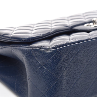 Chanel Caviar Quilted Jumbo Double Flap Navy Blue 6 of 15