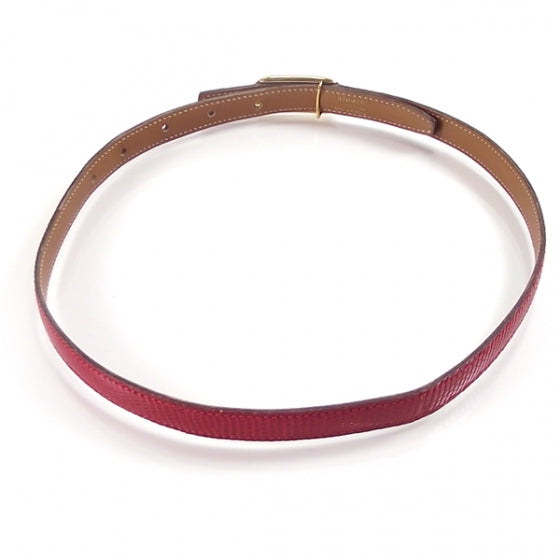 Lizard Belt Gold Buckle Red