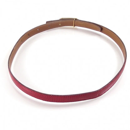 Hermes Lizard Belt Gold Buckle Red 3 of 4