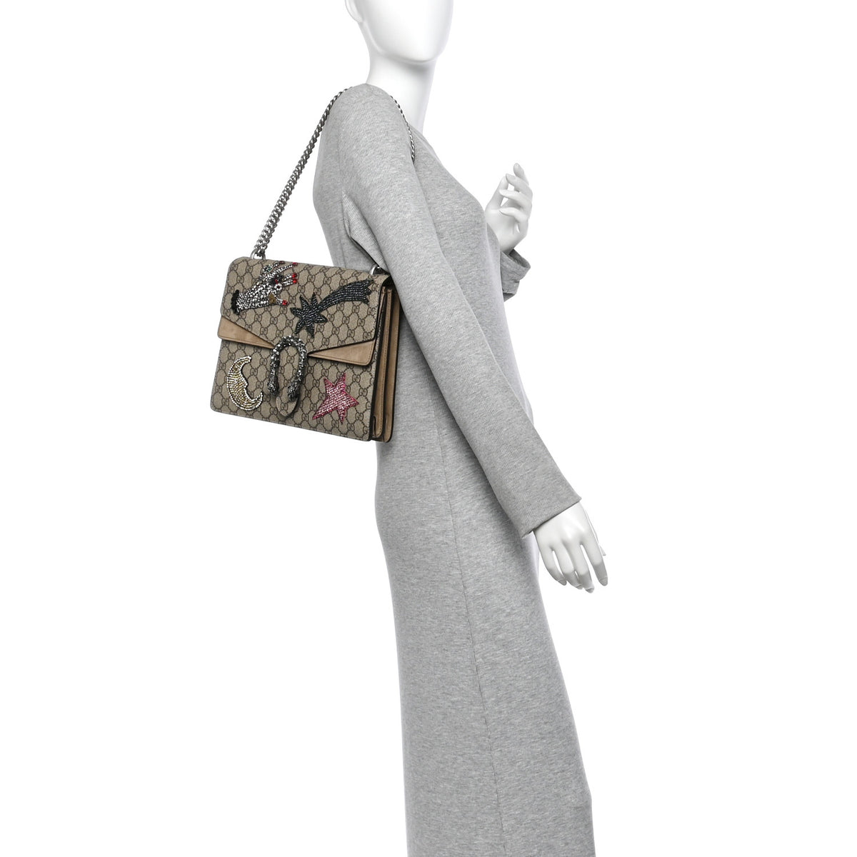 Gucci GG Supreme Monogram Shooting Star Embroidered Medium Dionysus Shoulder Bag Beige 2 of 11