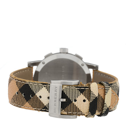 Burberry Stainless Steel Calfskin 43mm Haymarket Chronograph Quartz Watch BU9360 3 of 4
