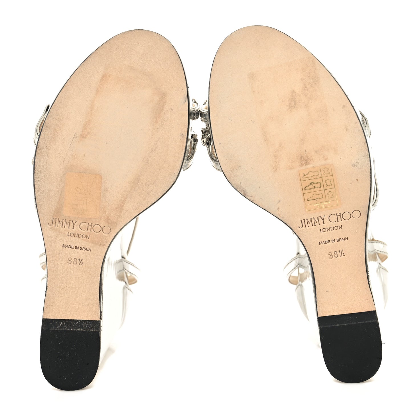 Metallic Calfskin Crystal Embellished Bing 120 Wedge 38.5 Silver