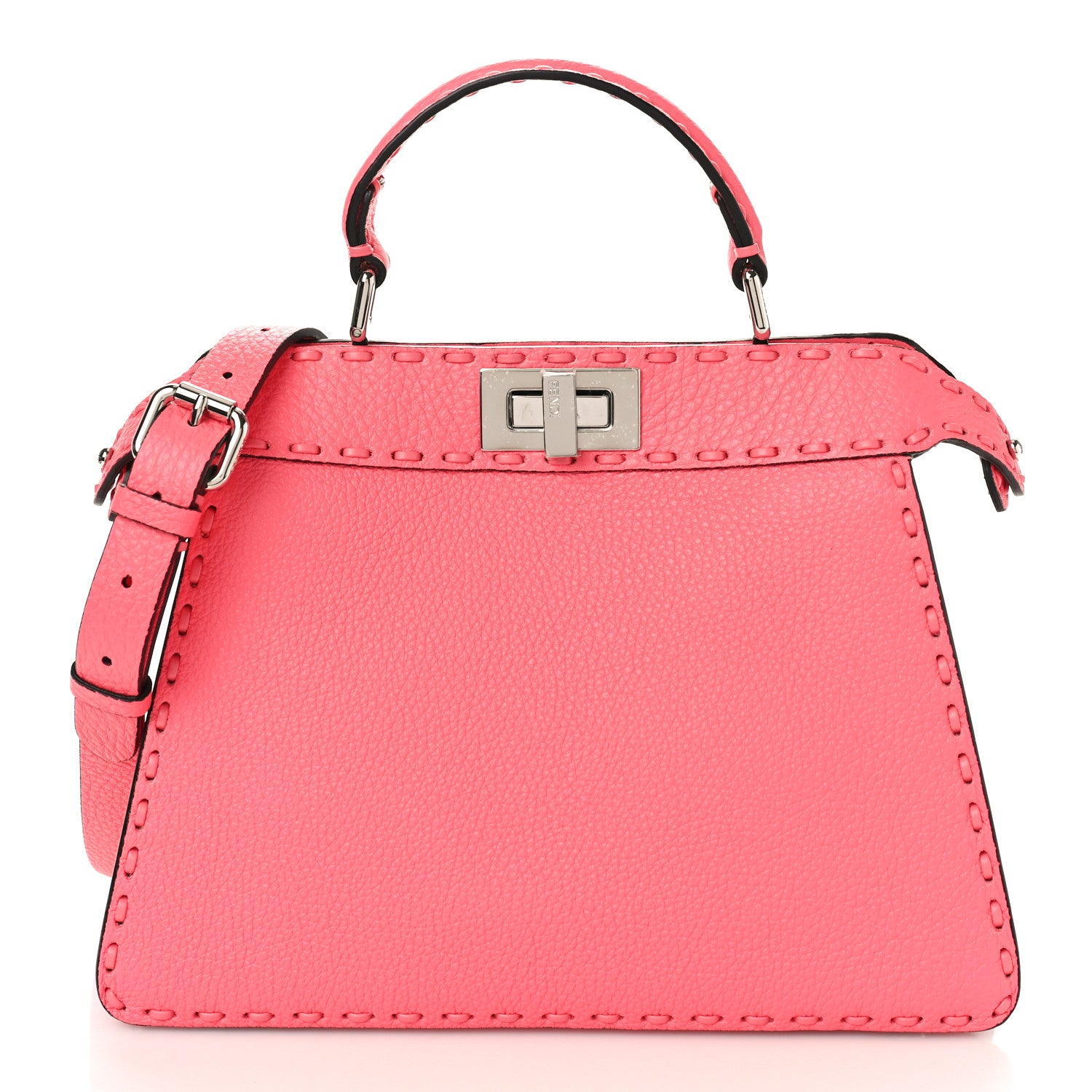 Fendi Cuoio Roma Sellerissima Nappa Sintetica Tape Stitch Small Peekaboo I SEE U Satchel Pink Dalia 1 of 9