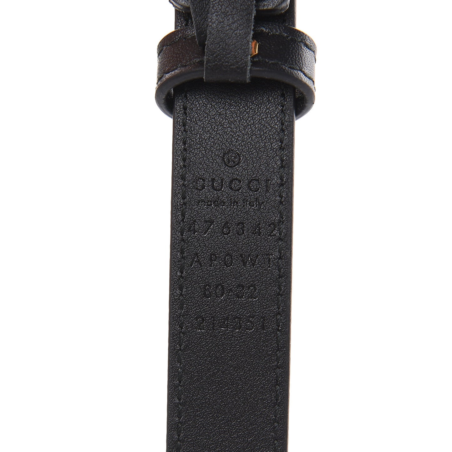 Moon Calfskin Pearl Double G 20mm Belt 80 32 Black Cream