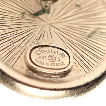 Chanel Crystal CC Round Earrings Light Gold 4 of 4
