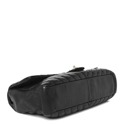Chanel Calfskin Surpique Chevron Large Flap Black 5 of 14