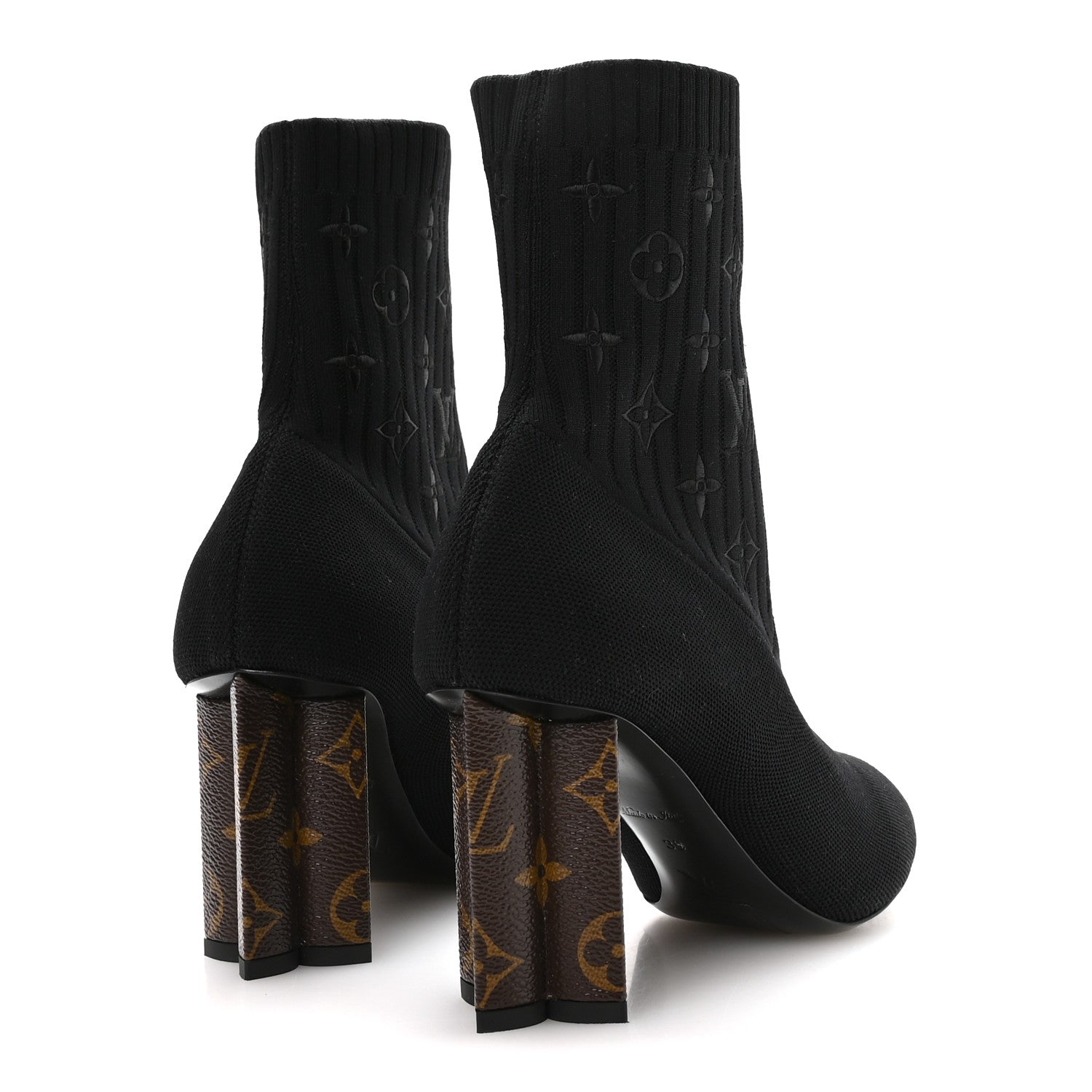 Louis Vuitton Monogram Stretch Fabric Silhouette Ankle Boots 39 Black 5 of 8