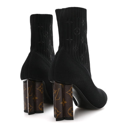 Louis Vuitton Monogram Stretch Fabric Silhouette Ankle Boots 39 Black 5 of 8