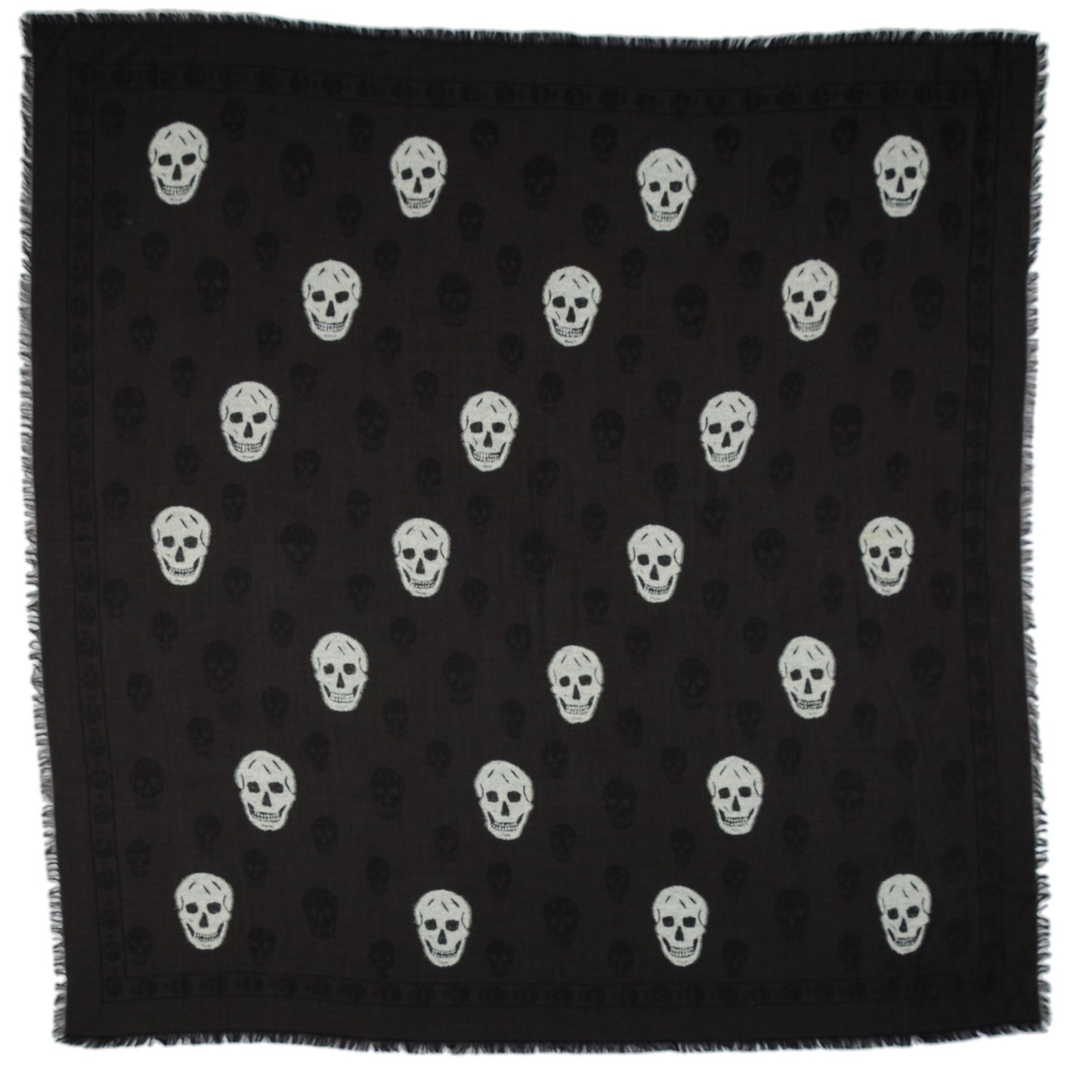 Wool Silk Skull Scarf Black