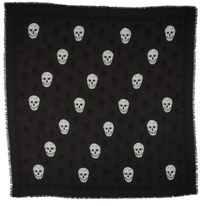Alexander McQueen Wool Silk Skull Scarf Black 3 of 5