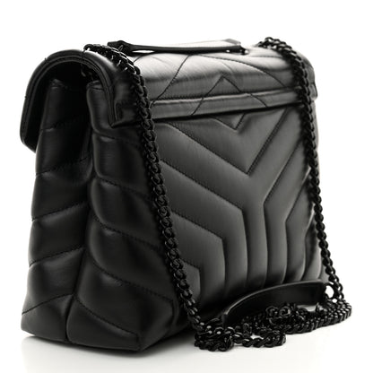 Saint Laurent Calfskin Y Quilted Monogram Monochrome Small Loulou Chain Satchel Black 3 of 11