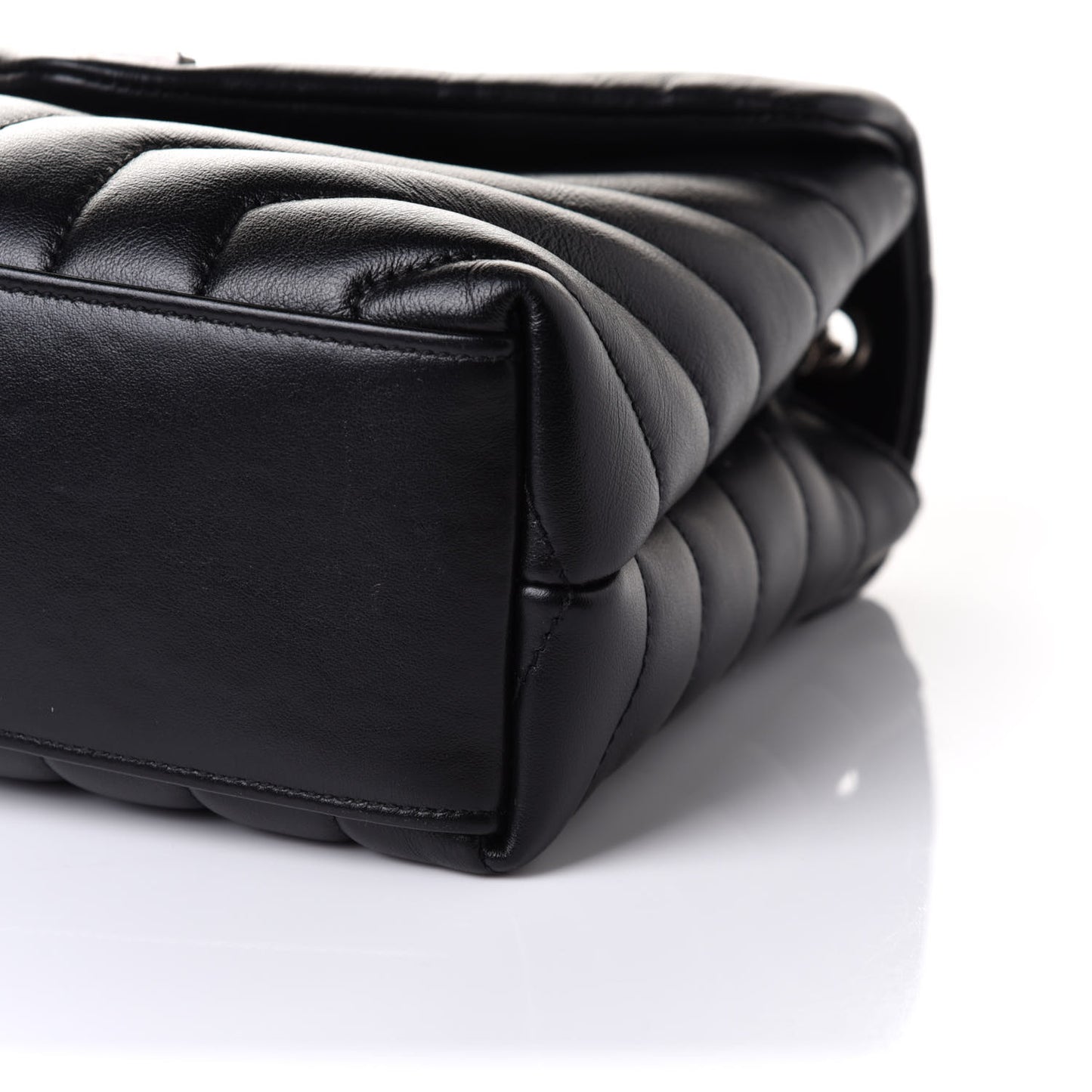 Calfskin Y Quilted Monogram Small Loulou Chain Satchel Black