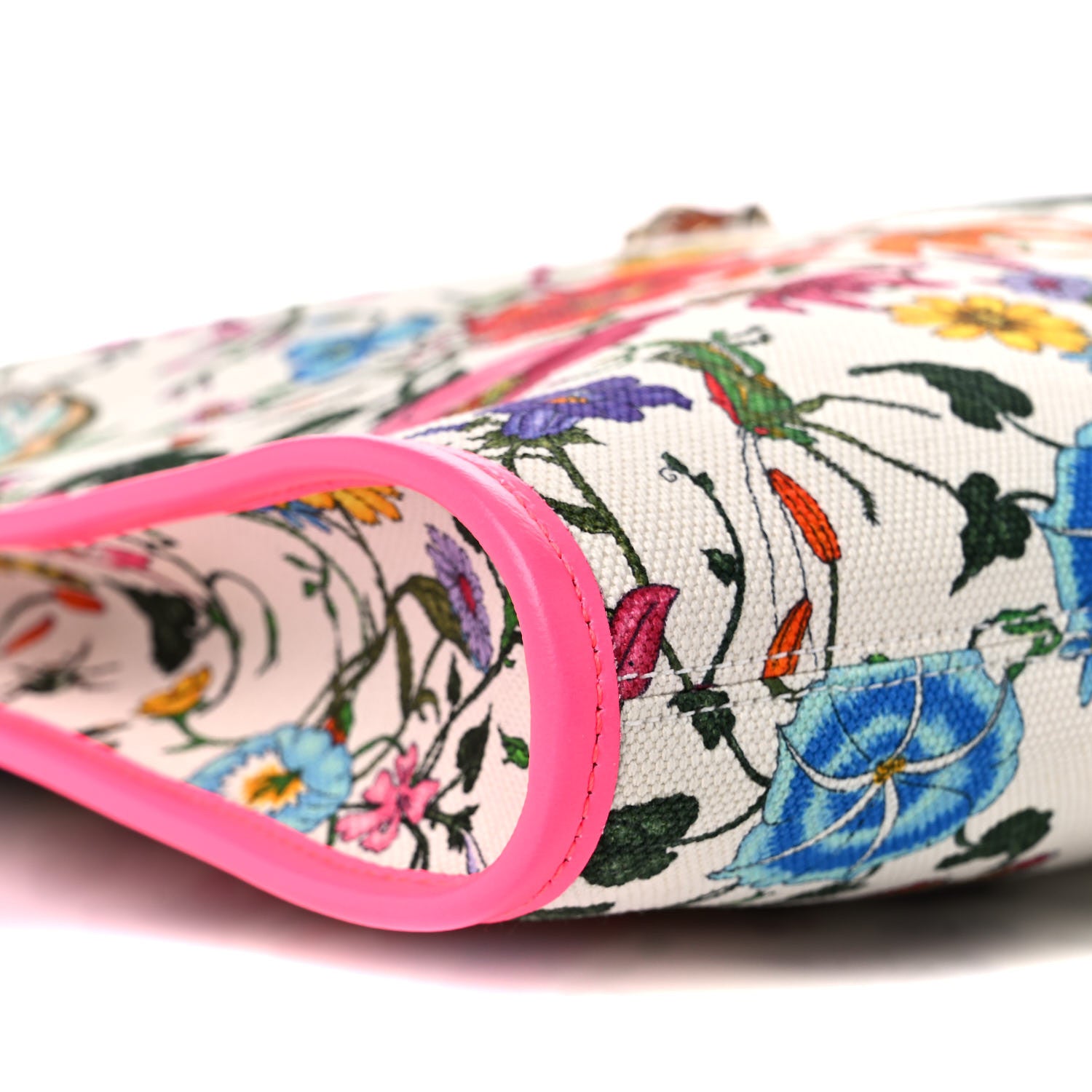 Gucci Canvas Flora Large Rajah Chain Tote White Multicolor Fuxia Fluo 9 of 10
