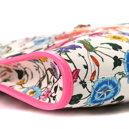 Gucci Canvas Flora Large Rajah Chain Tote White Multicolor Fuxia Fluo 9 of 10