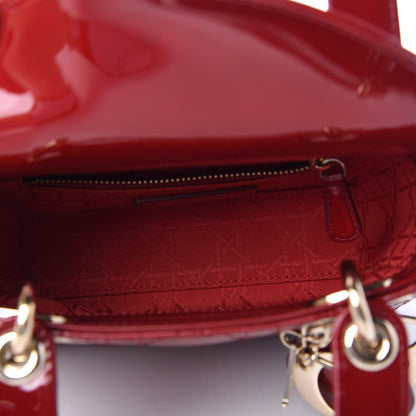 Christian Dior Patent Cannage Mini Lady Dior Red 5 of 10