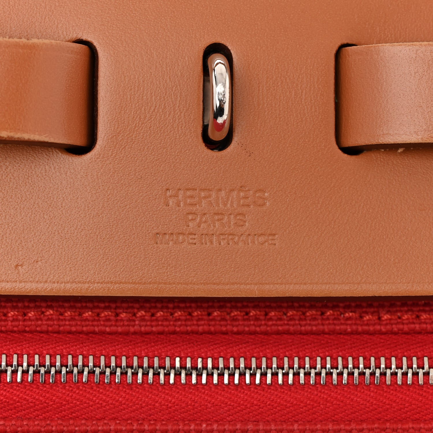 Hermes Vache Hunter Toile Herbag Zip 31 PM Rouge Tomate Natural 7 of 12