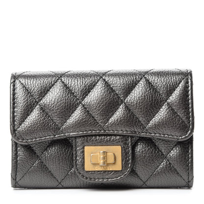 Chanel Metallic Calfskin Quilted Reissue Flap Card Holder Charcoal 1 of 9