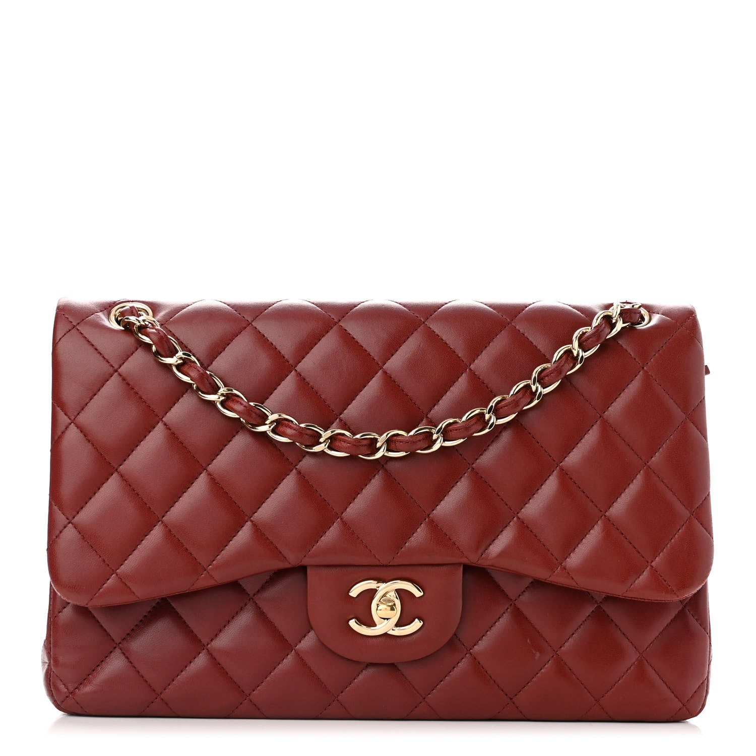 Chanel Lambskin Quilted Jumbo Double Flap Burgundy 1 of 19