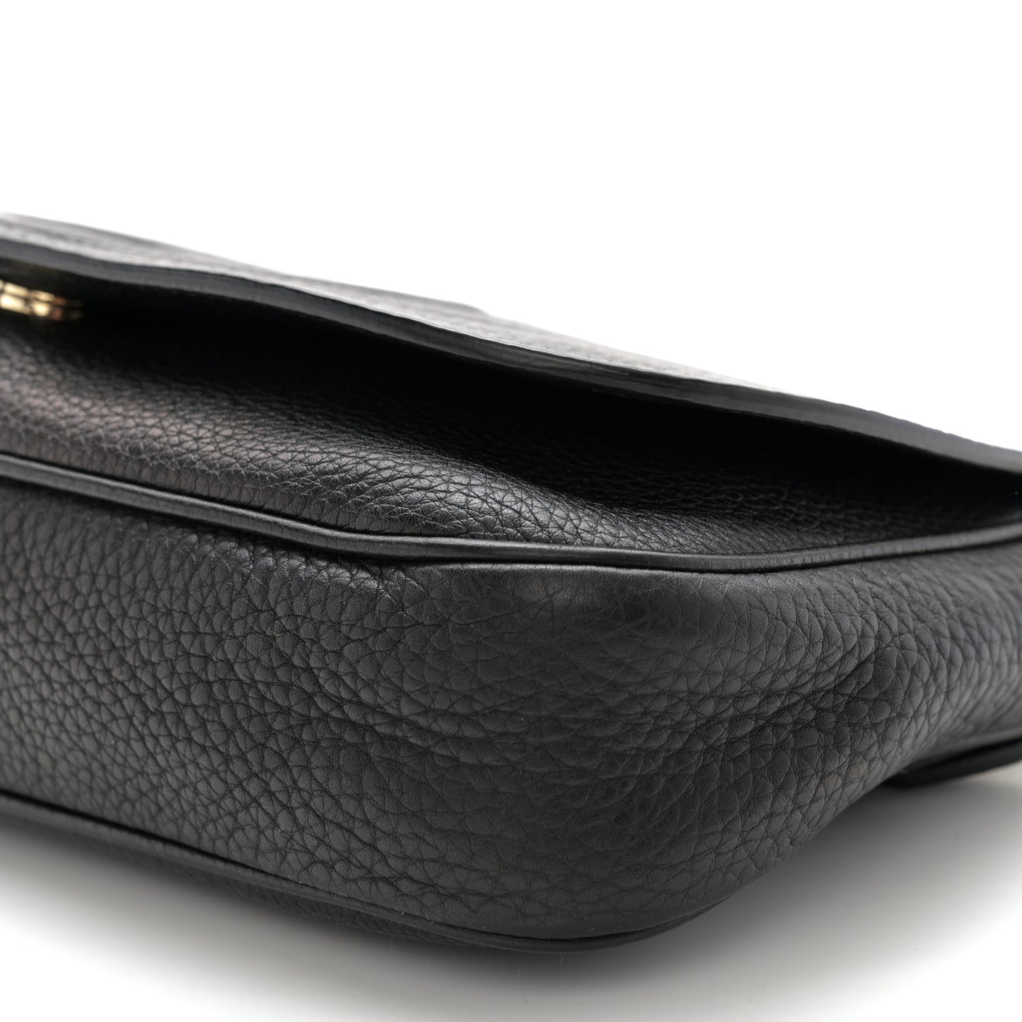 Pebbled Calfskin Medium Soho Flap Crossbody Black