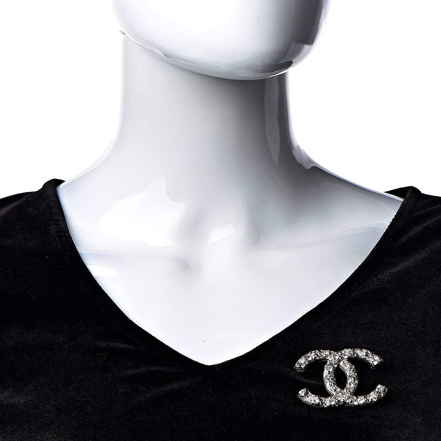 Chanel Crystal CC Brooch Silver 2 of 5