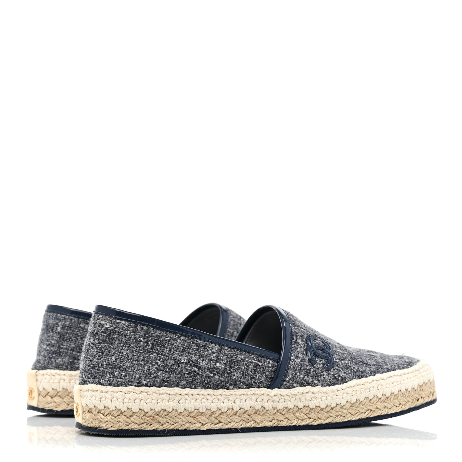 Chanel Fabric Patent Calfskin CC Espadrilles 37 Blue 5 of 11