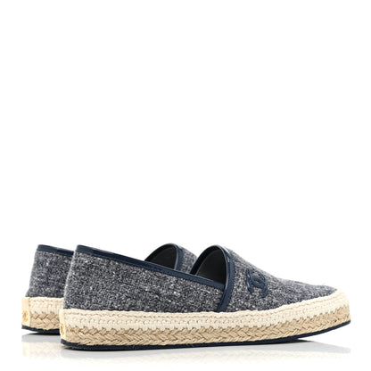 Chanel Fabric Patent Calfskin CC Espadrilles 37 Blue 5 of 11