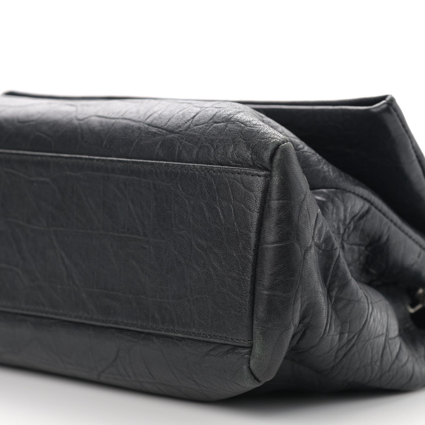 Calfskin Crocodile Embossed Medium West Hollywood Monogram Fold-Over Black