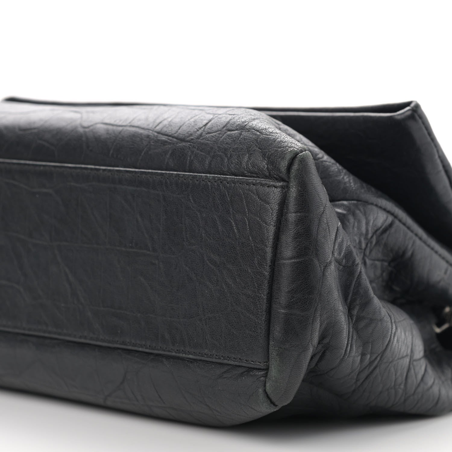 Saint Laurent Calfskin Crocodile Embossed Medium West Hollywood Monogram Fold-Over Black 10 of 10
