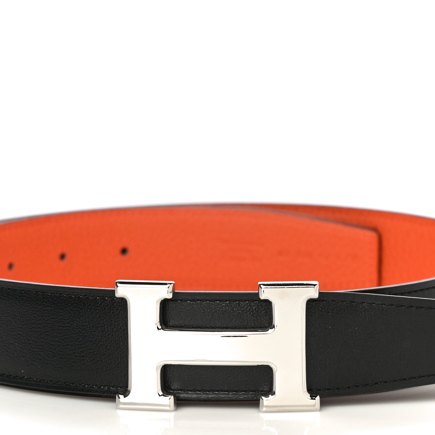 Hermes Box Togo 32mm H Belt 85 Black Orange 2 of 9