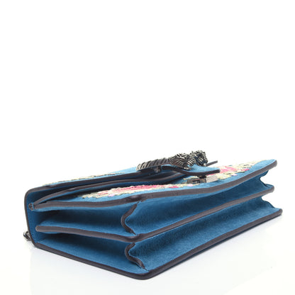Gucci Suede Floral Embroidered Small Dionysus Shoulder Bag Blue 4 of 10
