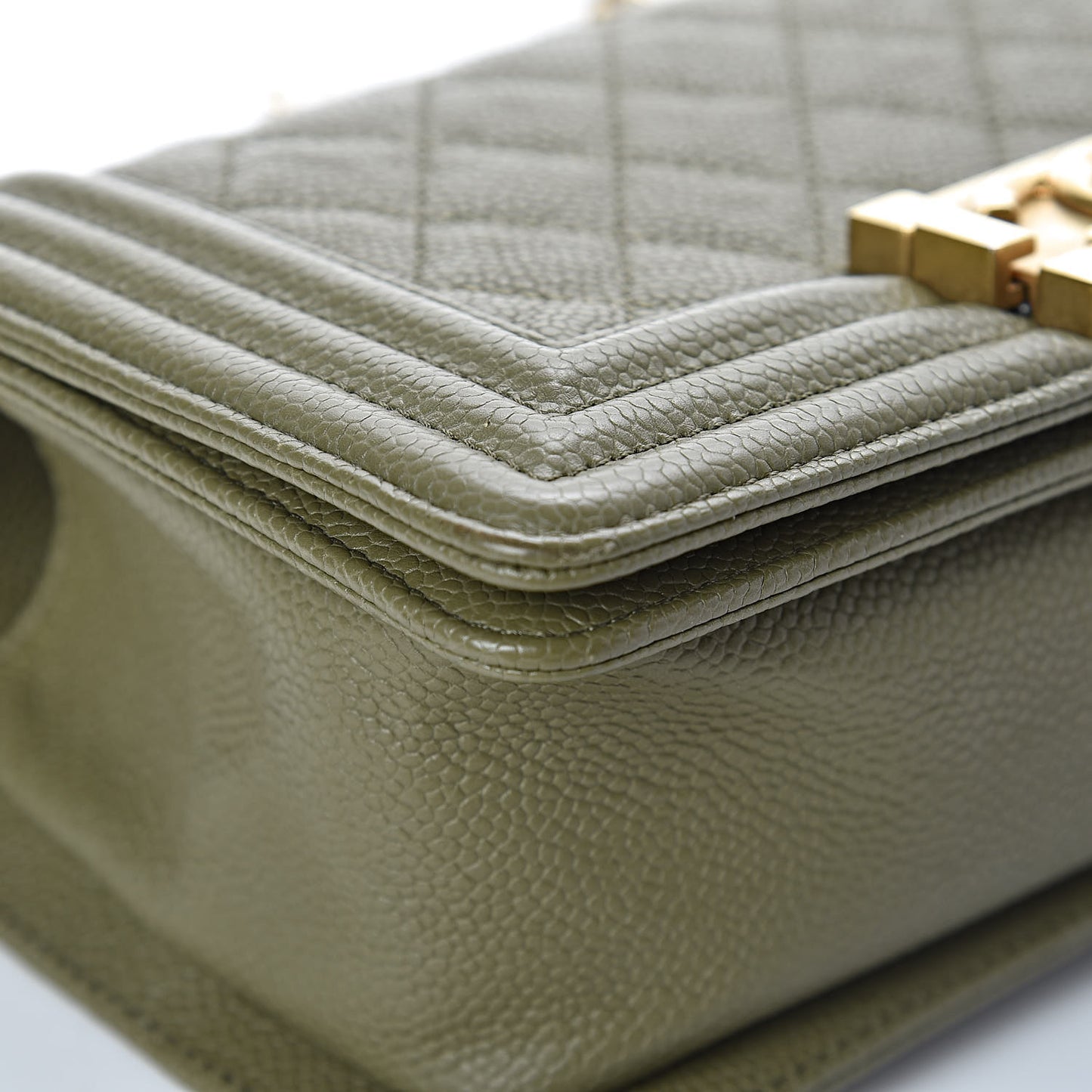 Caviar Quilted Small Boy Flap Khaki