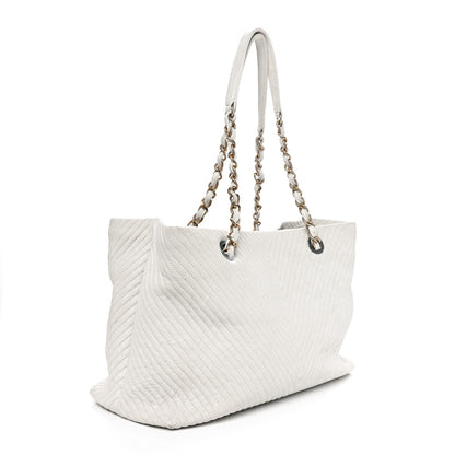 Chanel Wrinkled Lambskin Chevron Quilted Surpique Tote White 2 of 10