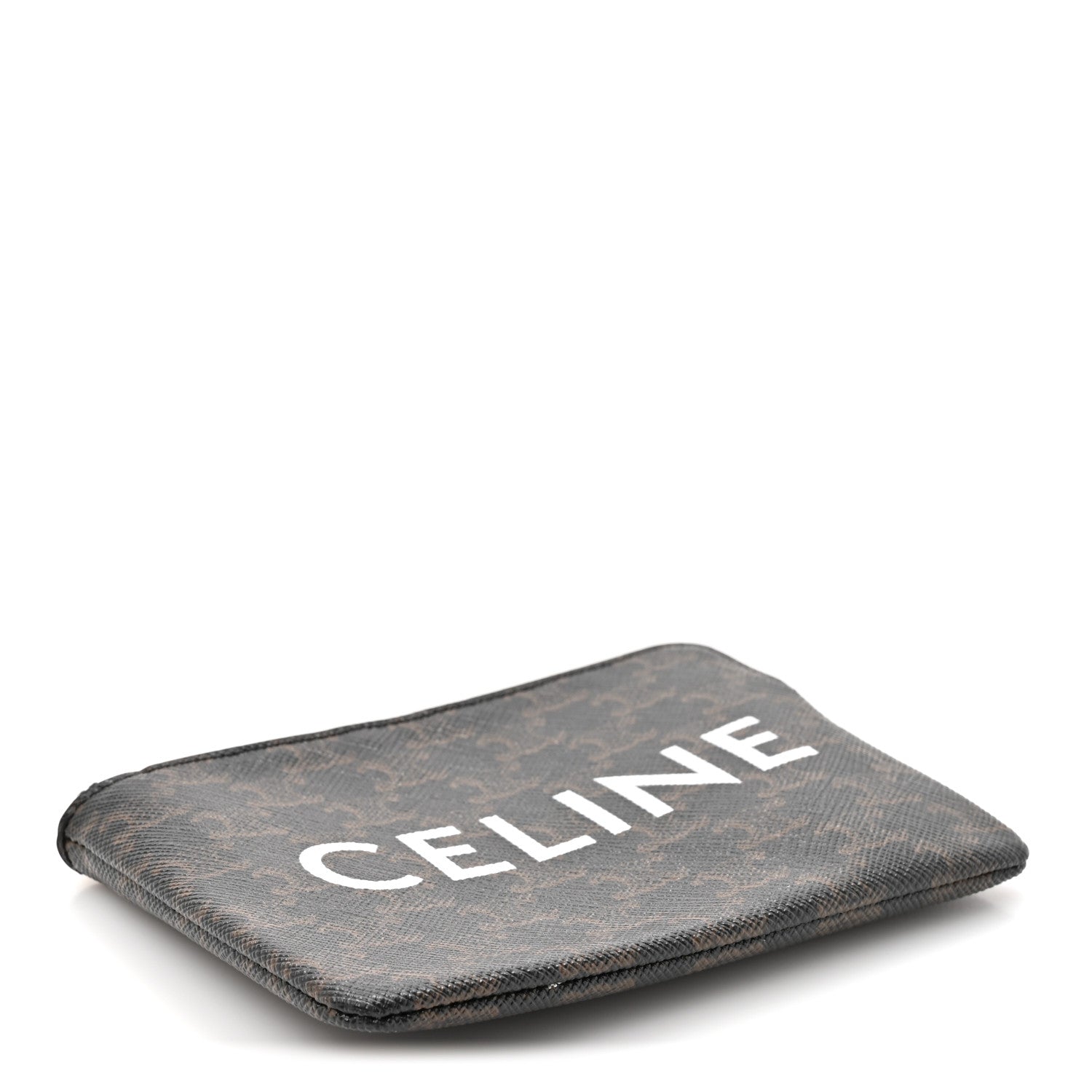 Celine Triomphe Canvas Logo Coin and Card Pouch With Hook Black