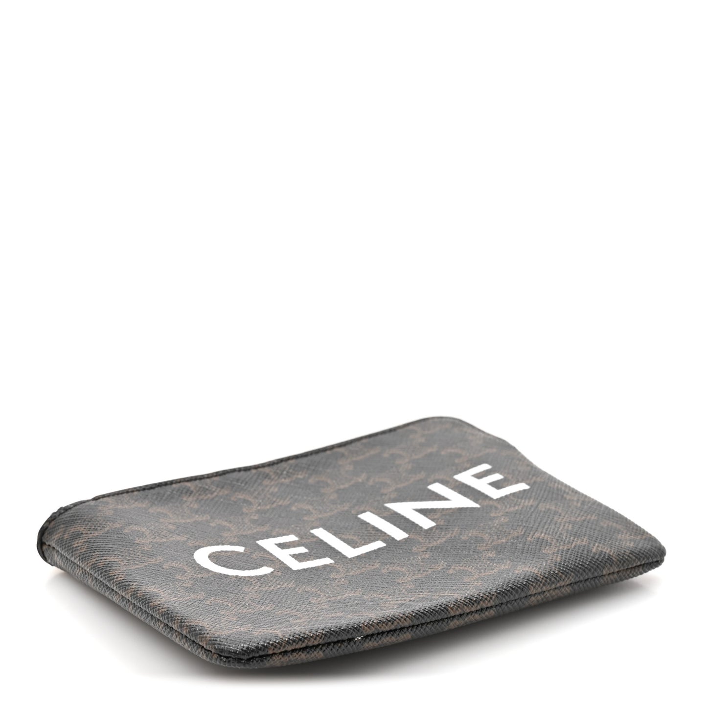 Triomphe Canvas Logo Coin and Card Pouch With Hook Black