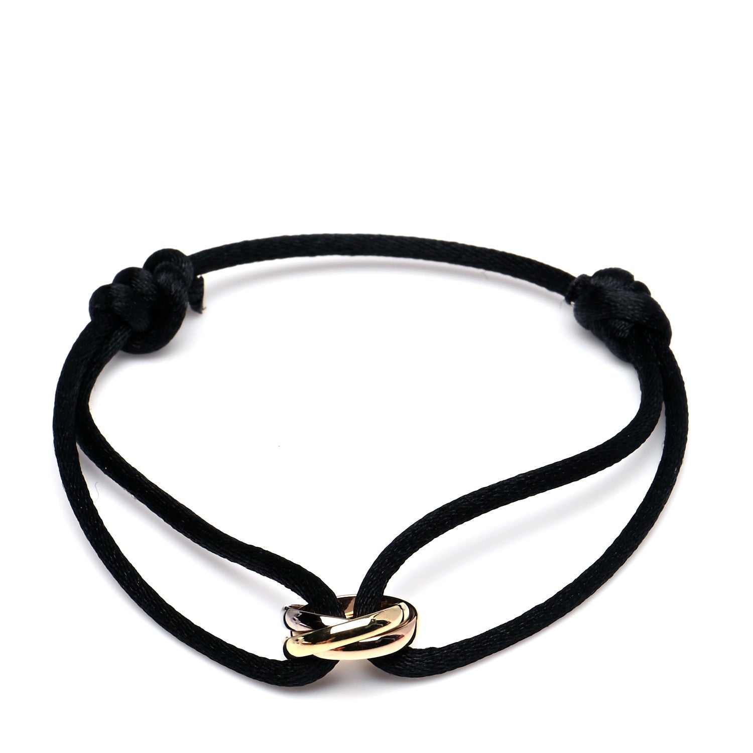 Cartier 18K Pink Yellow White Gold Trinity Adjustable Cord Bracelet Black 1 of 8