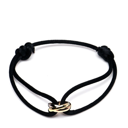 Cartier 18K Pink Yellow White Gold Trinity Adjustable Cord Bracelet Black 1 of 8