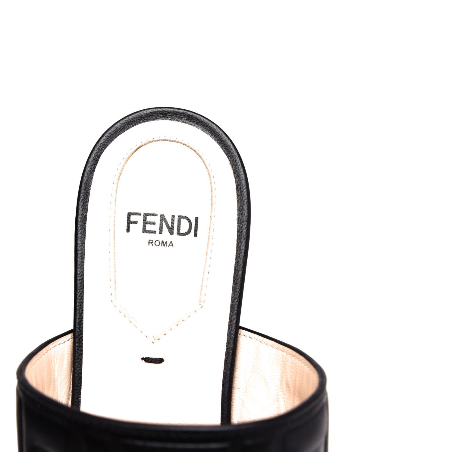 Fendi Vitello FF Embossed Flat Mules 36 Black 8 of 10