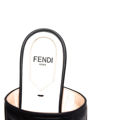 Fendi Vitello FF Embossed Flat Mules 36 Black 8 of 10