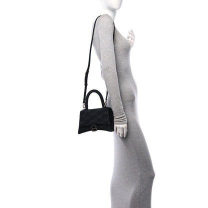 Balenciaga Washed Denim BB Monogram Small Hourglass Top Handle Bag Black 2 of 12
