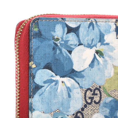 Gucci GG Supreme Monogram Blooms Zip Around Wallet Blue Red 8 of 10