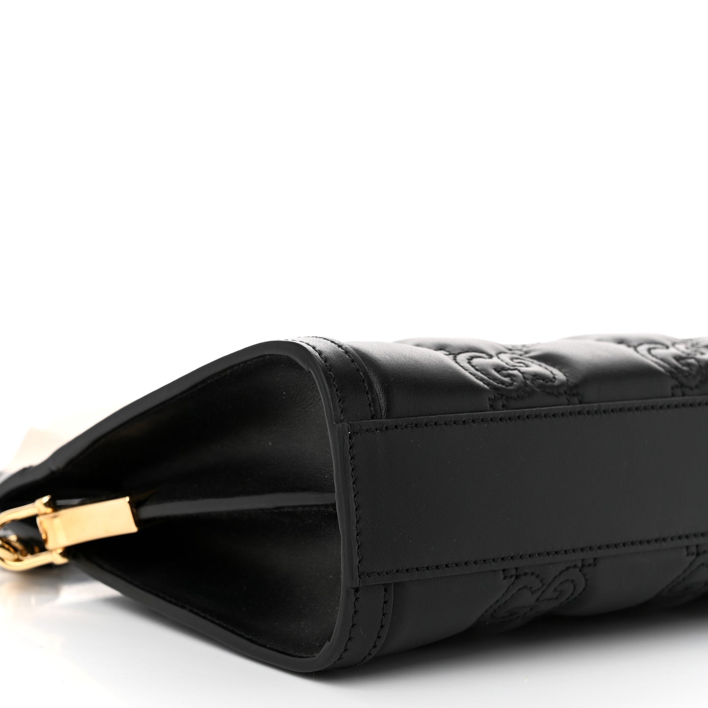 Calfskin GG Matelasse Small Slim Chain Shoulder Bag Black Natural