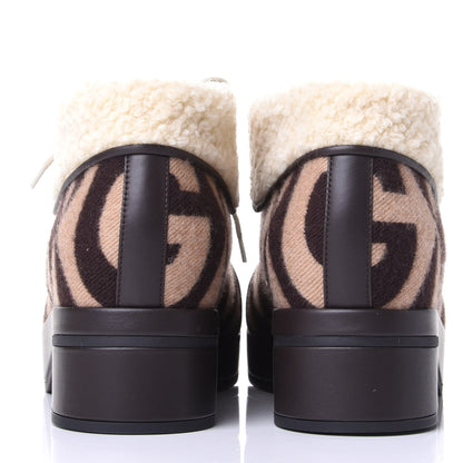 Gucci Wool Faux Shearling G Rhombus Womens Victor Ankle Boots 40.5 Beige Cocoa 6 of 10