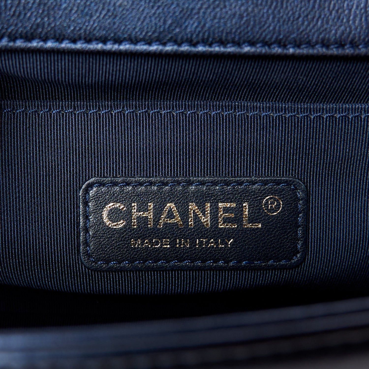 Chanel Lambskin Embossed Medium Boy Cube Flap Navy 6 of 10