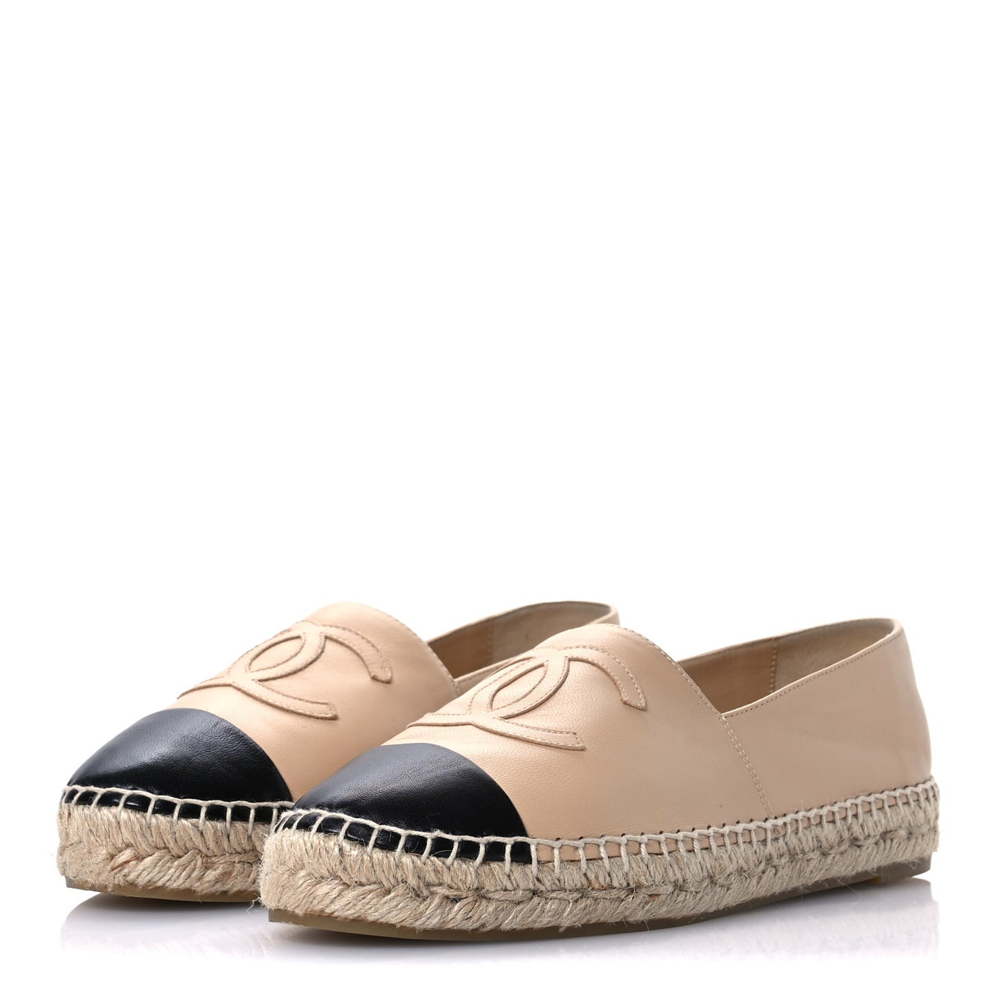 Lambskin CC Espadrilles 39 Beige Black
