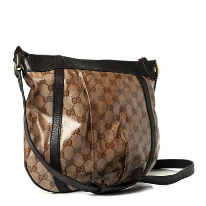 Gucci Crystal Monogram Small D Gold Ring Messenger Dark Brown 2 of 7