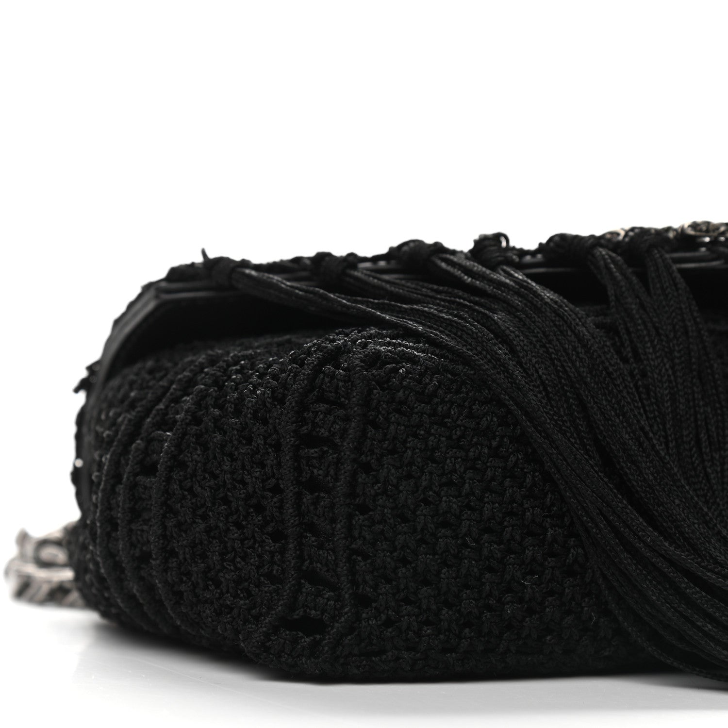 Saint Laurent Calfskin Crochet Baby Monogram Chain Satchel Black 9 of 10